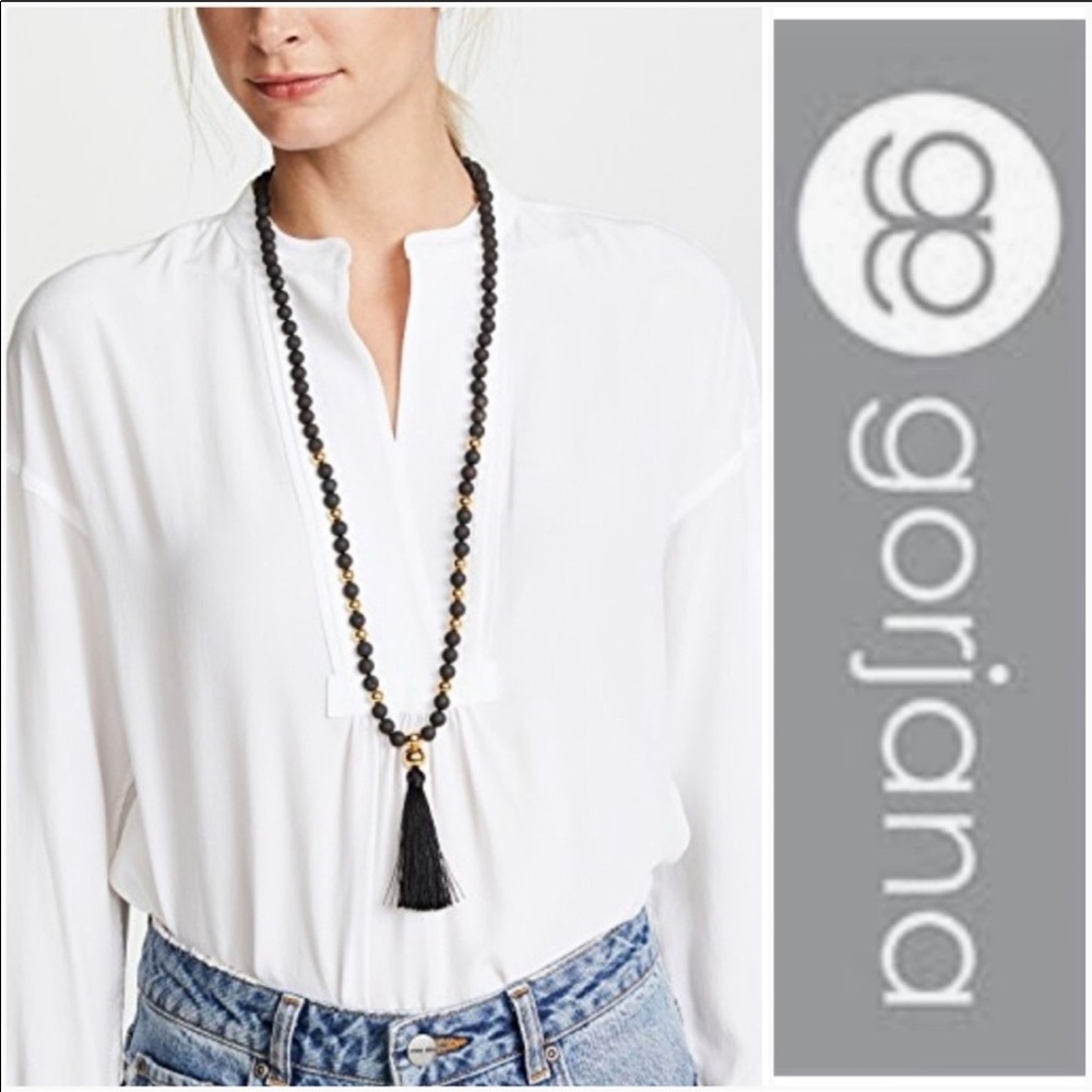 Gorjana Hannah Black & Gold Druzy Necklace